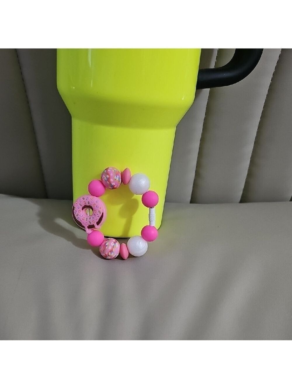 Pink Sprinkled Donut Tumbler Charm